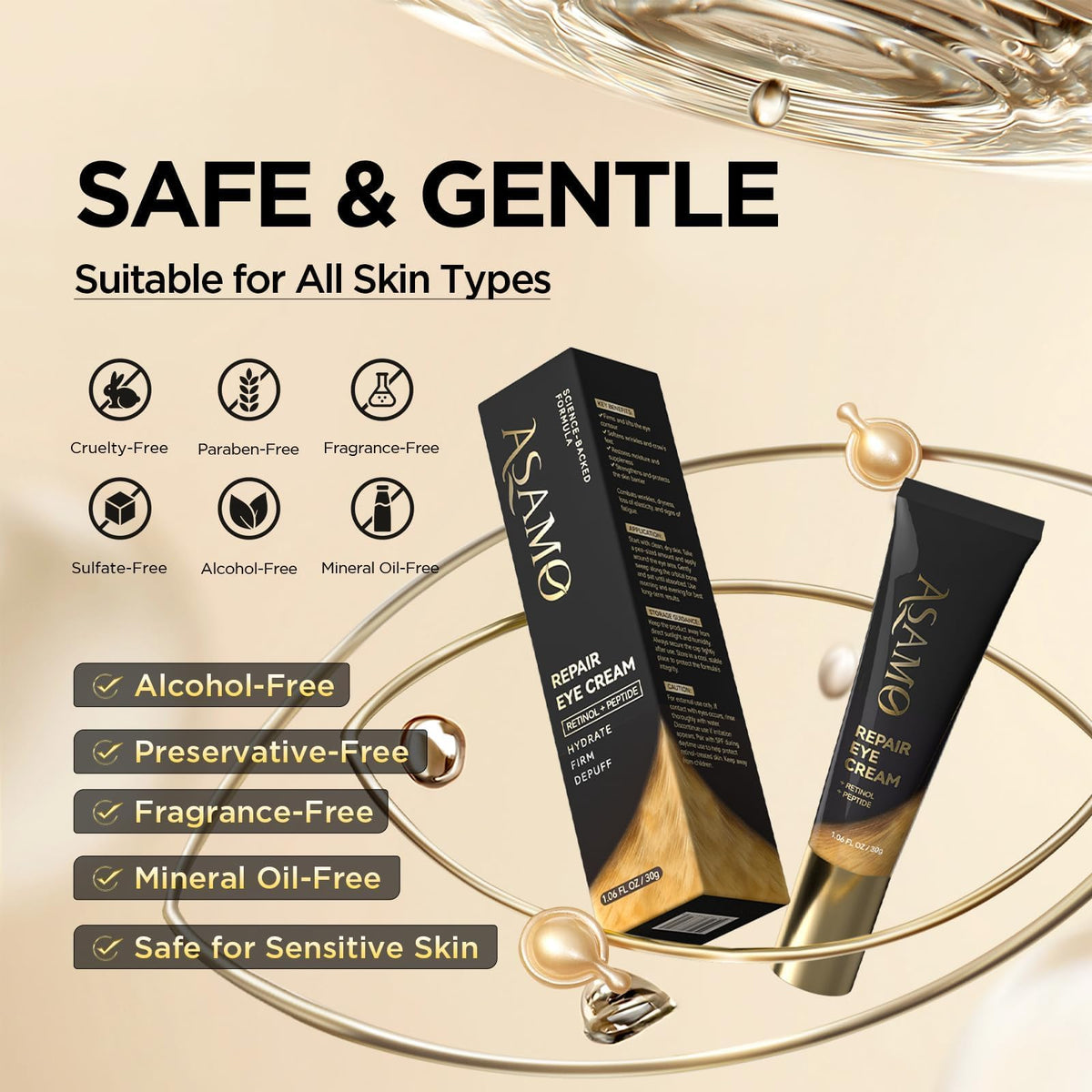 ASAMO vegan cruelty-free symbol highlights ethical eye care choice