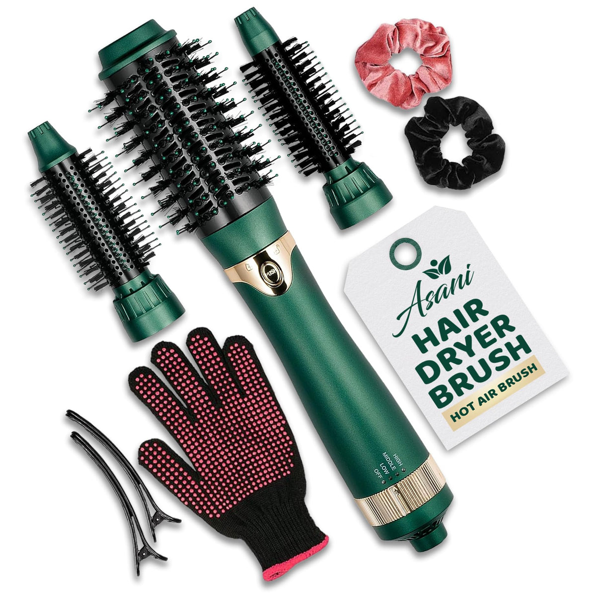 Asani hot air brush with 1-inch oval barrel for smooth styling at home