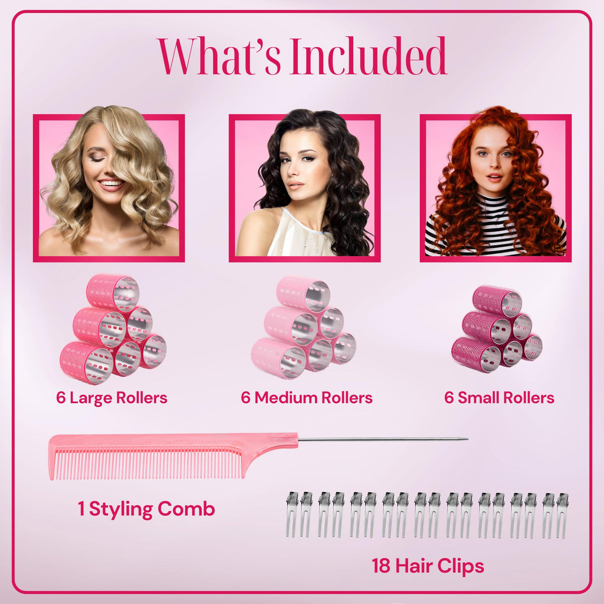 Asani self-grip rollers with 18 clips delivering secure, frizz-free curls.