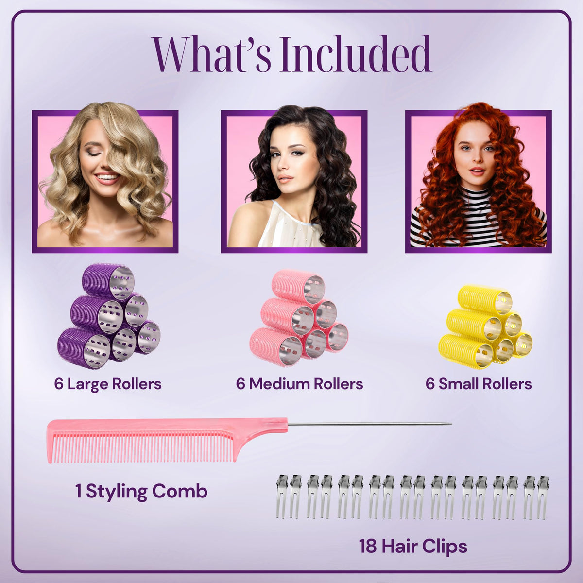Asani self-grip rollers secure curls without clips.