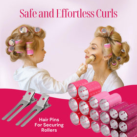 Asani short-hair body boost using quick heat rollers.