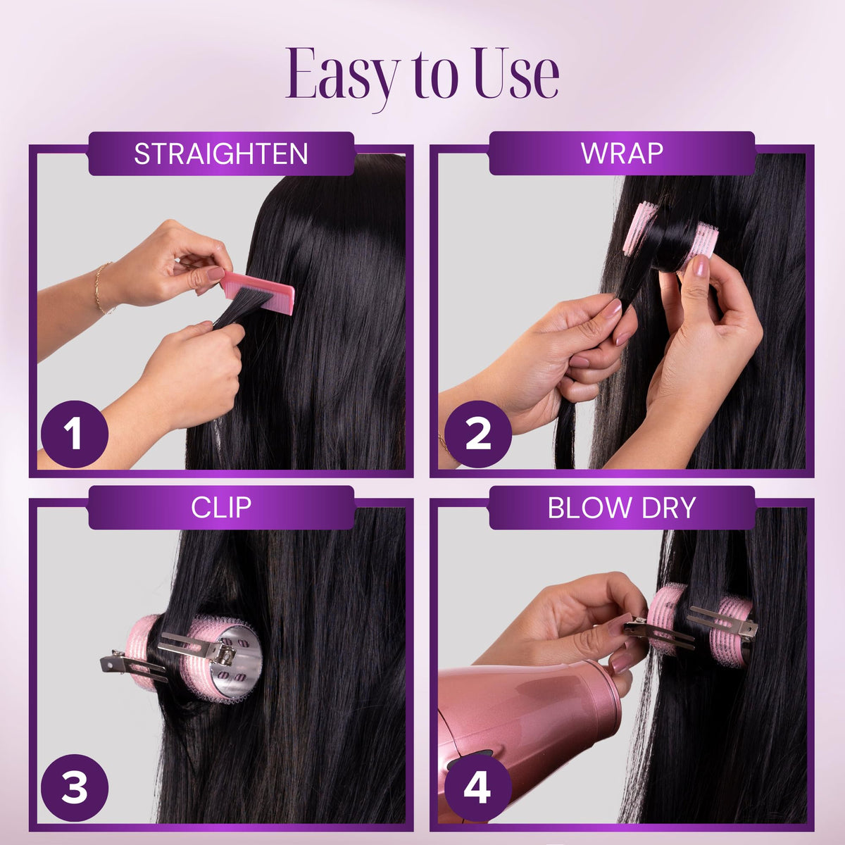 Asani small and large rollers fit any hair length.