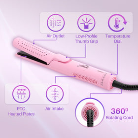 Asani titanium plates enable versatile looks from curls to straight styles.