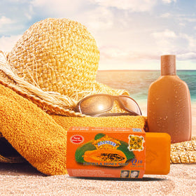 ASANTEE Papaya & Honey Soap Bar texture detail reveals creamy, soft lather.