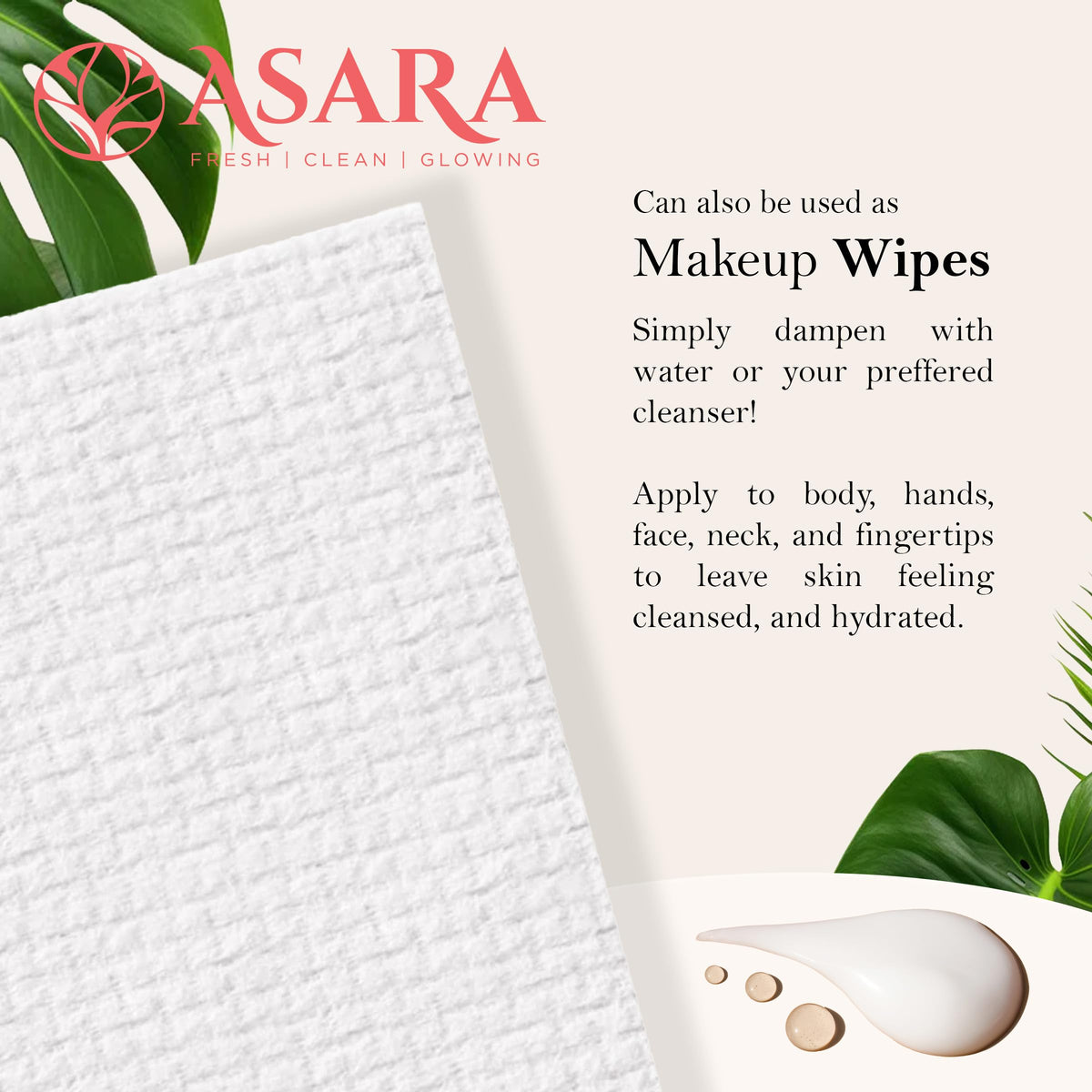 ASARA Clean Face Towels XL cruelty-free vegan logo visible