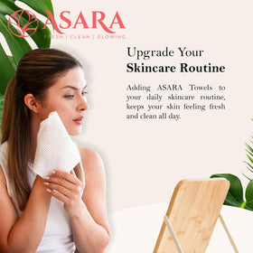 ASARA Clean Face Towels XL damp wipe demonstrating makeup removal use