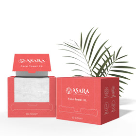 ASARA Clean Face Towels XL front view with eco-friendly packaging
