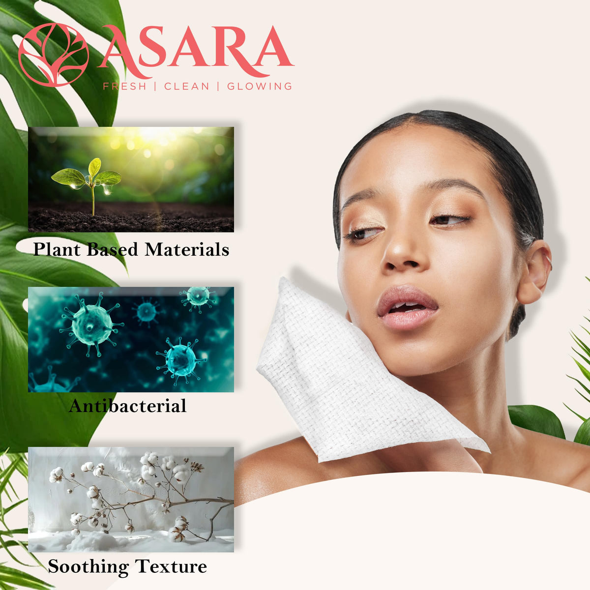 ASARA Clean Face Towels XL travel pack in compact pouch