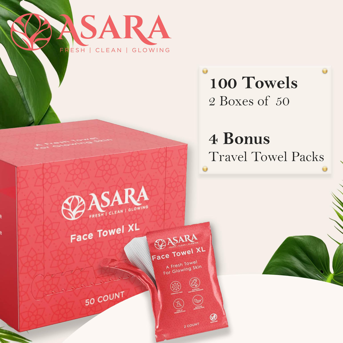 ASARA Clean Face Towels XL unscented for sensitive skin