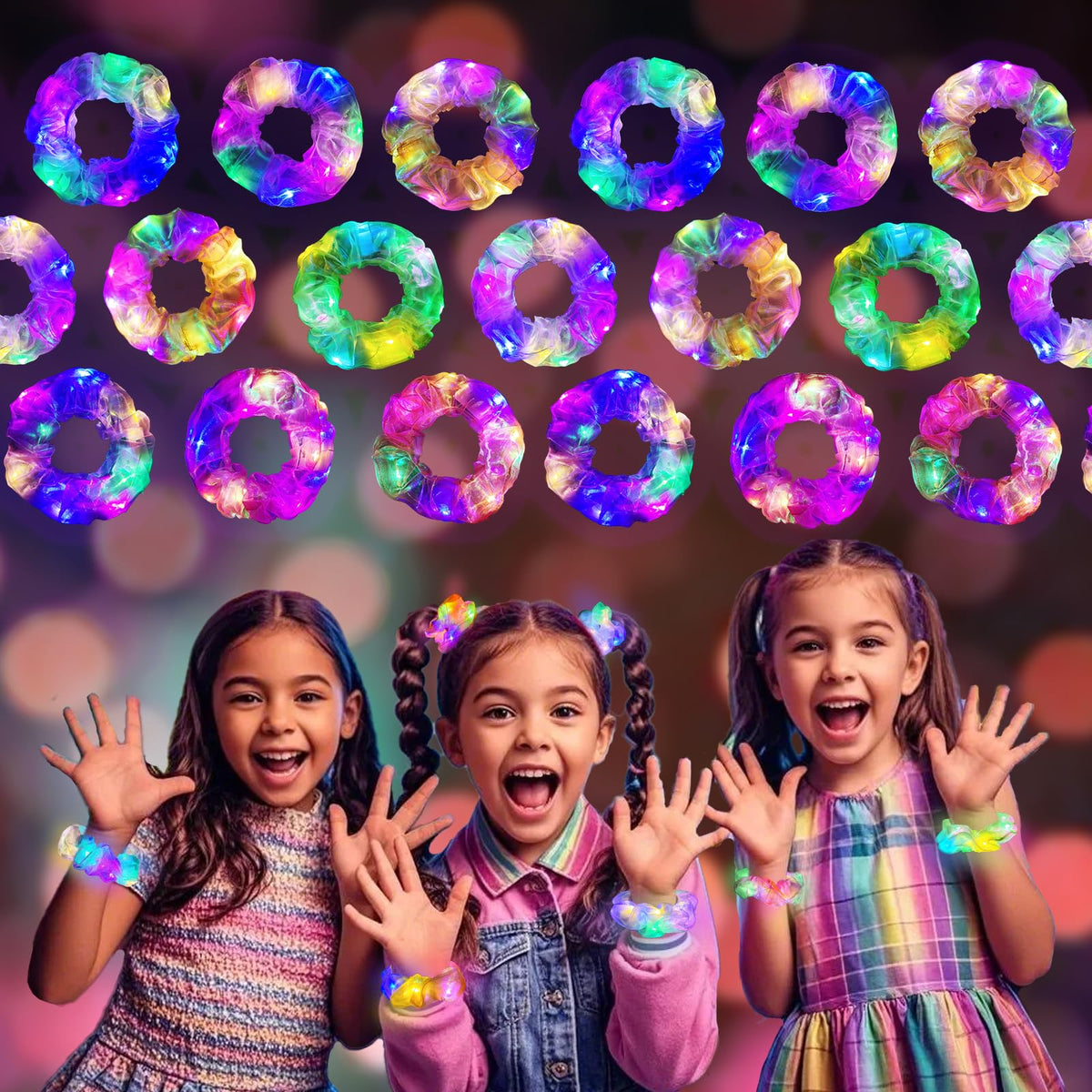 Asawira light up mermaid scrunchies pack for party-ready hairstyles