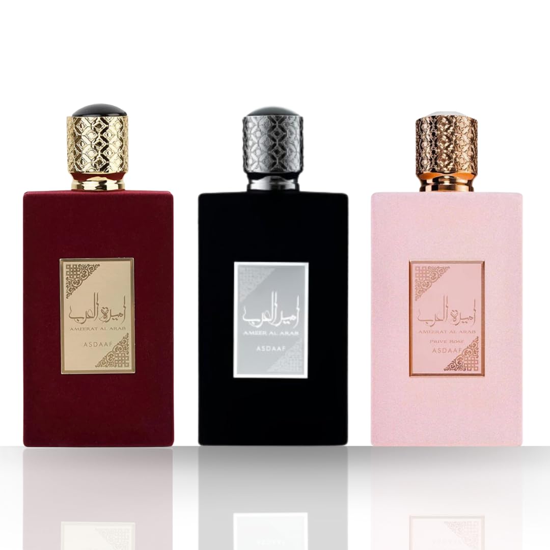 Asdaaf Ameerat Al Arab Prive Rose bottle, elegant evening fragrance.
