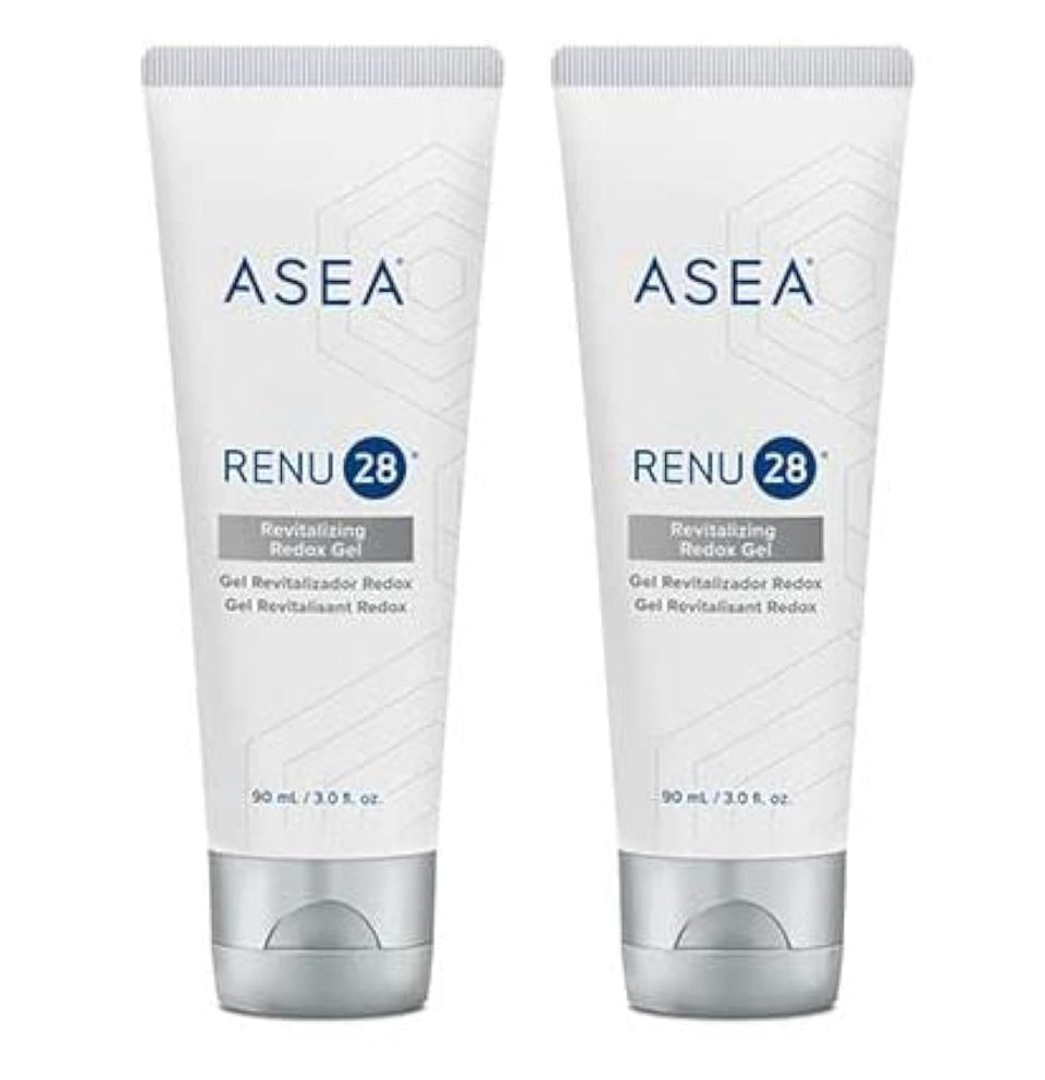 ASEA Renu 28 bottle of revitalizing gel for smoother, refreshed skin after sun or shaving.