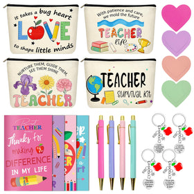 Asekonc teacher gift canvas pouches showcase durable storage and vibrant prints.