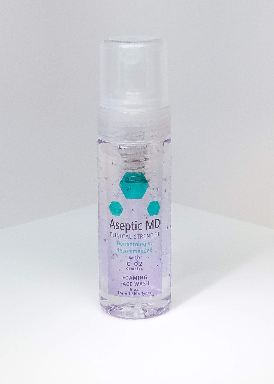 Aseptic MD foaming face wash in a pump bottle, gentle cleansing for all skin types