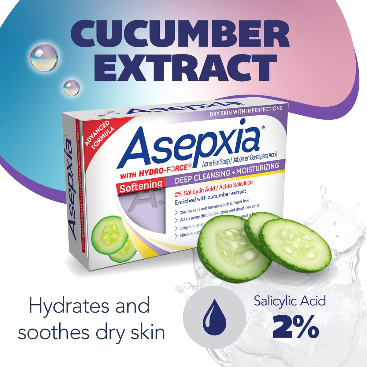 Asepxia glycerin-rich formula helps maintain skin moisture after cleansing.