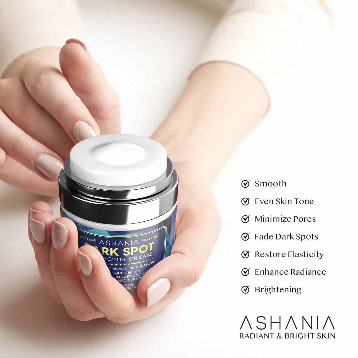 Ashania Niacinamide Vitamin C serum application showing brightening routine