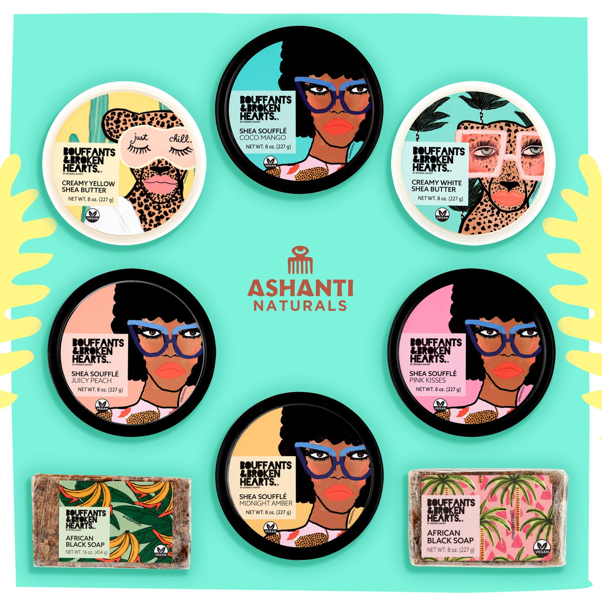 Ashanti Naturals jar label communicates premium formulation and luxurious peach fragrance.