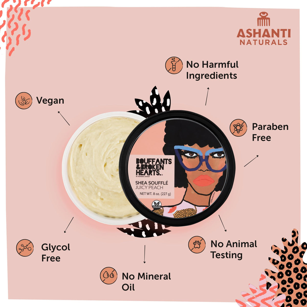 Ashanti Naturals texture closeup highlights creamy, spreadable butter ideal for daily moisture.