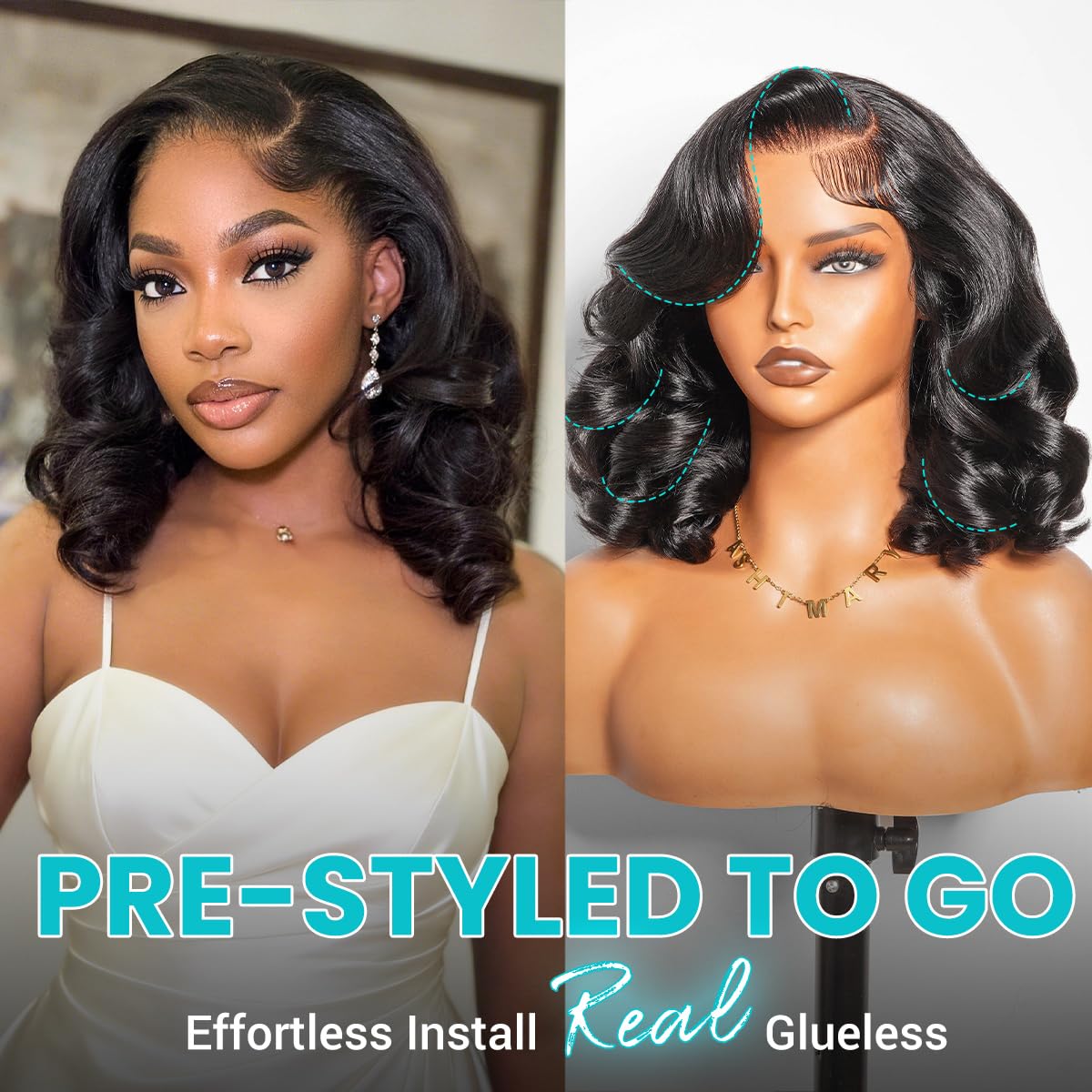 ASHIMARY HAIR glueless 7x5 lace closure close-up highlighting secure fit and breathable cap.