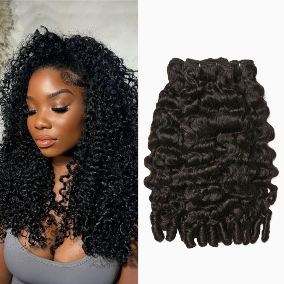 ASHINE Burmese curly bundles 18in closeup showing defined curls for a natural look.