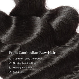 ASHINE Cambodian raw hair bundle true-to-length shown with ruler measurement
