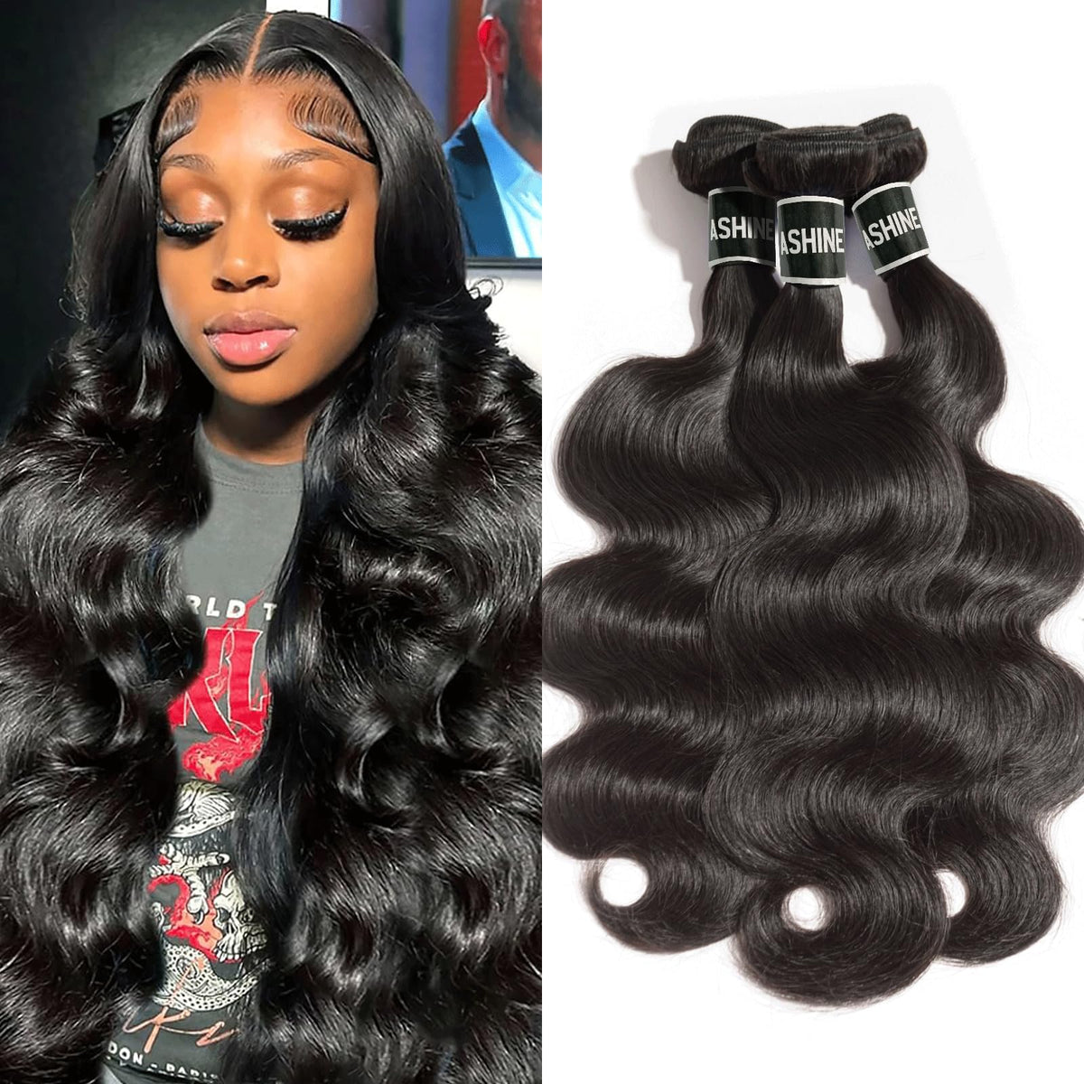 ASHINE Cambodian raw hair bundles in body wave 22-inch for natural fullness