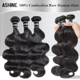 ASHINE Cambodian raw hair with intact cuticles for smooth waves.