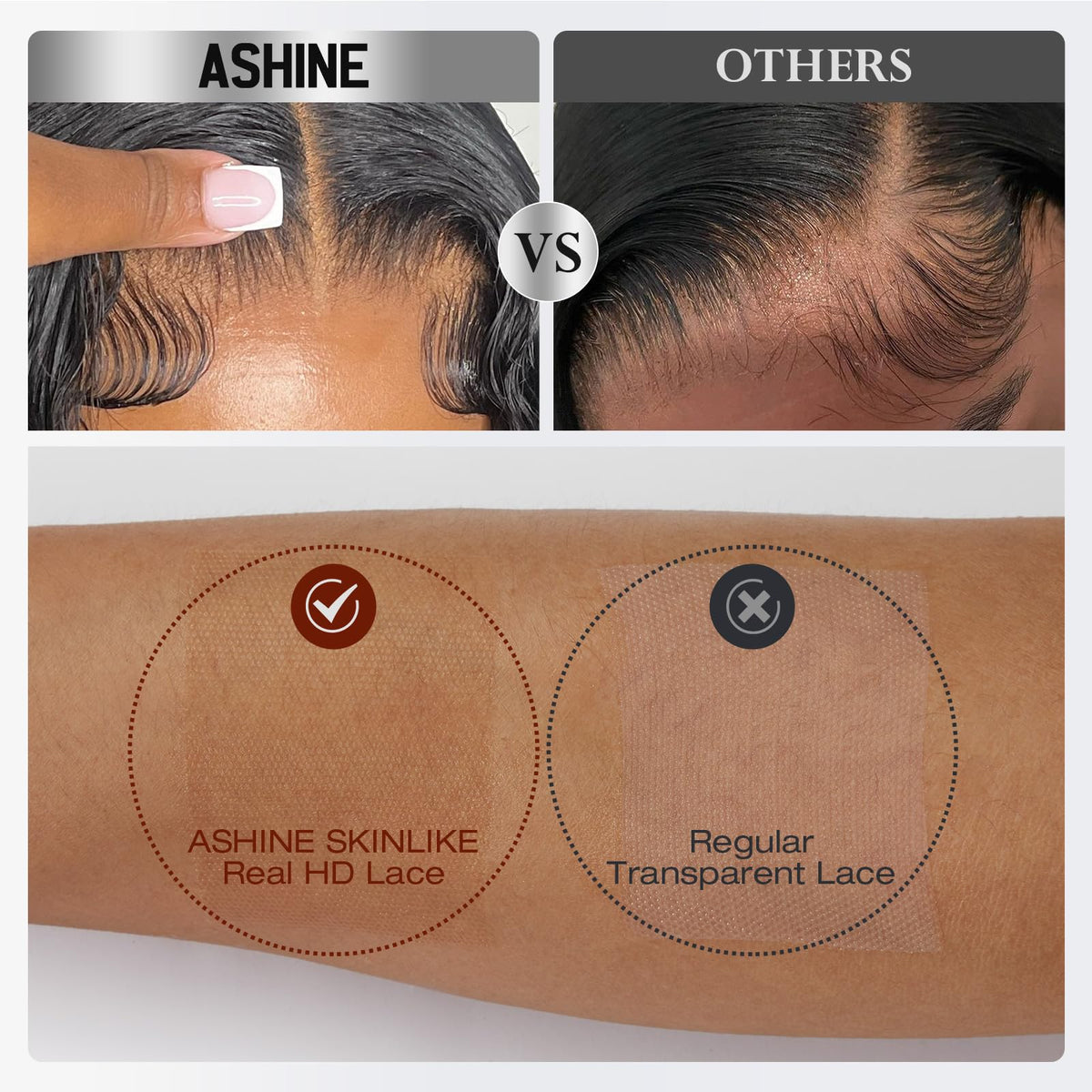 ASHINE Cambodian raw hair closure ready for dye, curl, and styling.