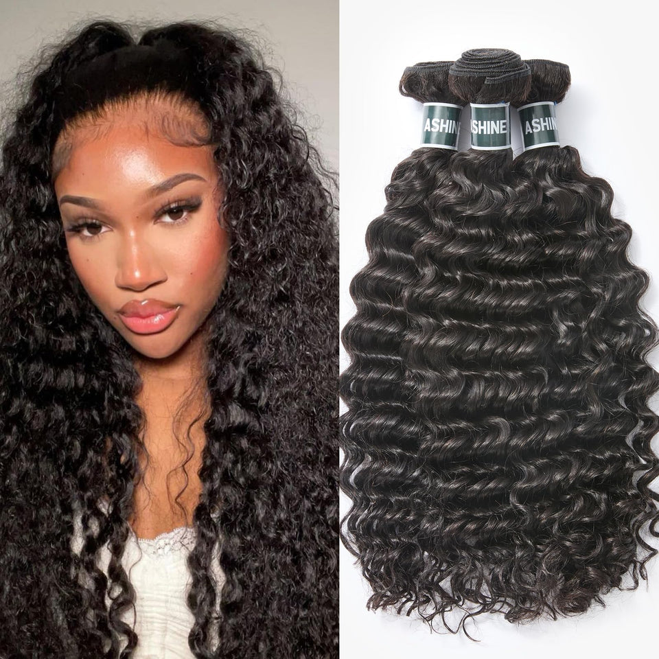 ASHINE deep wave bundles packaging ready for styling.