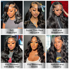 ASHINE natural hairline with baby hairs offers realistic styling options.