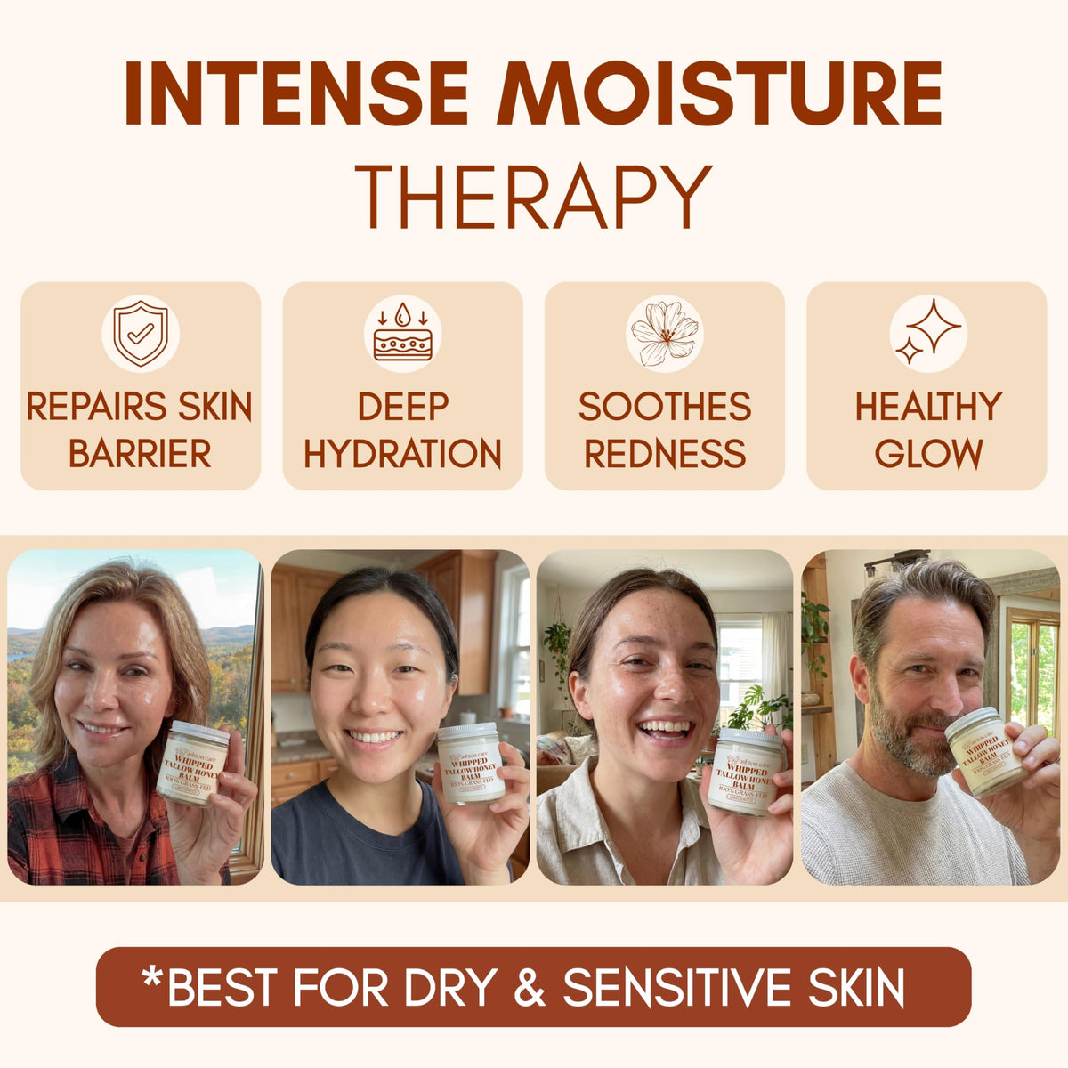 Unscented ASHTON CARE balm on skin suitable for sensitive routines