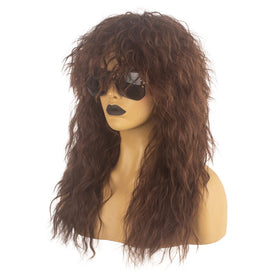 Askuang 80s Rock Mullet Wig front view shows natural bounce for cosplay.