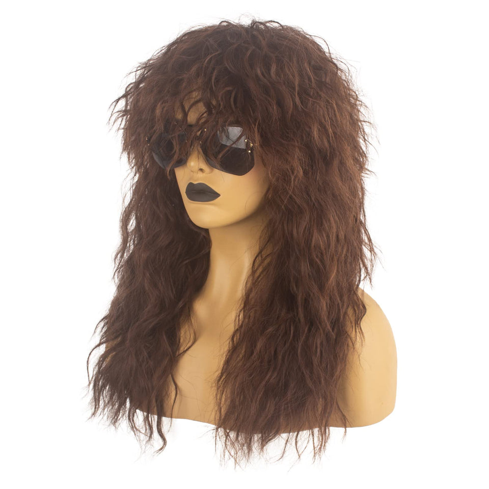 Askuang 80s Rock Mullet Wig front view shows natural bounce for cosplay.