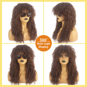 Askuang 80s Rock Mullet Wig on model full look ideal for party costumes.