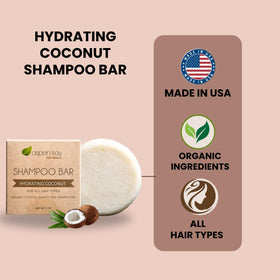 Aspen Kay Naturals shampoo bar unwrapped reveals compact solid formula ideal for travel.
