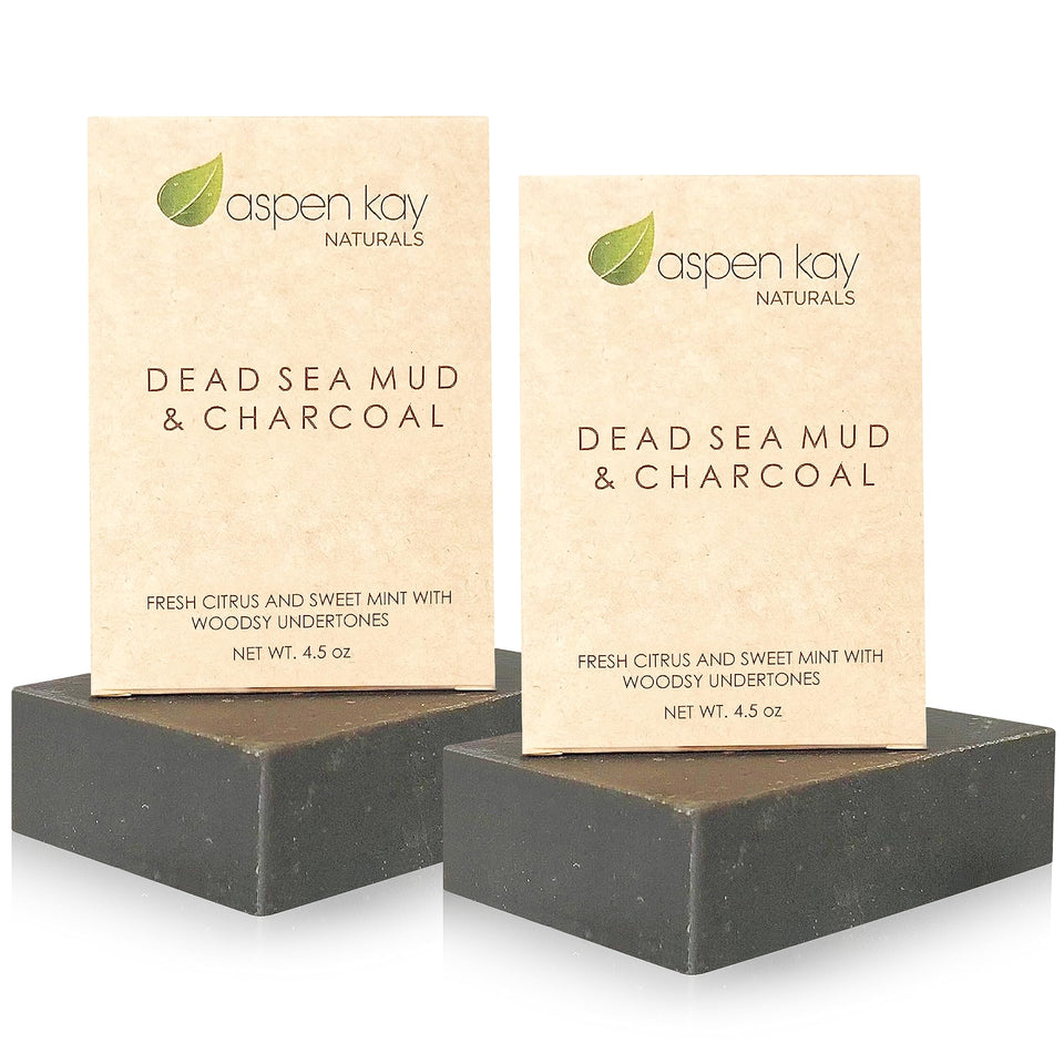 Aspen Kay Naturals Dead Sea mud and charcoal soap bar for a refreshing cleanse