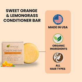 Aspen Kay Naturals lemongrass conditioner bar close-up shows organic ingredients and texture.