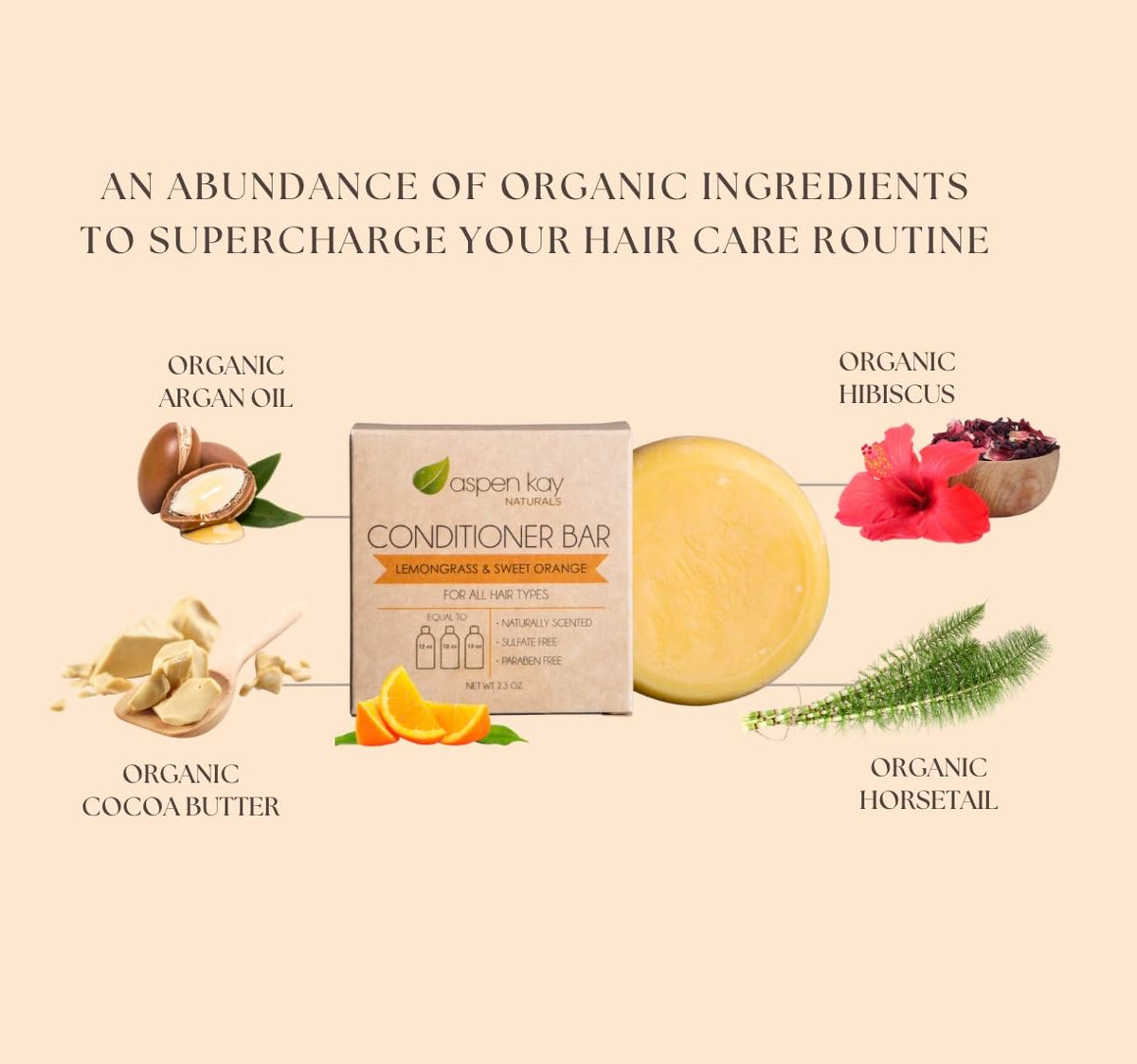 Aspen Kay Naturals lemongrass conditioner bar resting on sink shows rich lather.