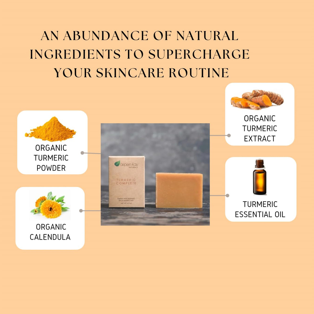 Aspen Kay Naturals turmeric soap bar with organic shea butter nourishes skin