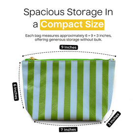 Aspen Lane compact makeup bag shown inside a purse for easy access.