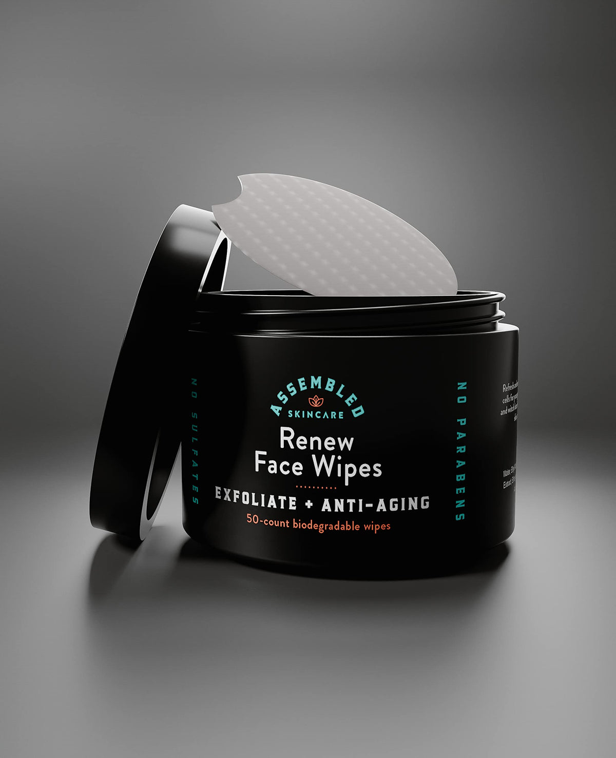 Close-up of Renew Face Wipes showing exfoliating texture for smoother skin.