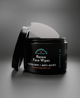 Close-up of Renew Face Wipes showing exfoliating texture for smoother skin.