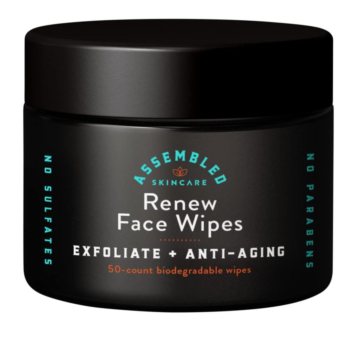 Assembled Renew Face Wipes pack of 50 ready for daily refresh and exfoliation.