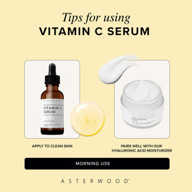 Asterwood brand on dark bottle beside healthy-looking skin glow.