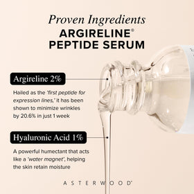Asterwood Argireline close-up shows peptide action targeting wrinkles with a light, non-irritating feel.