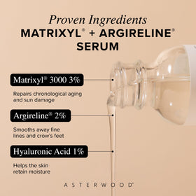Close-up of skin texture after applying Asterwood serum for smoother appearance.