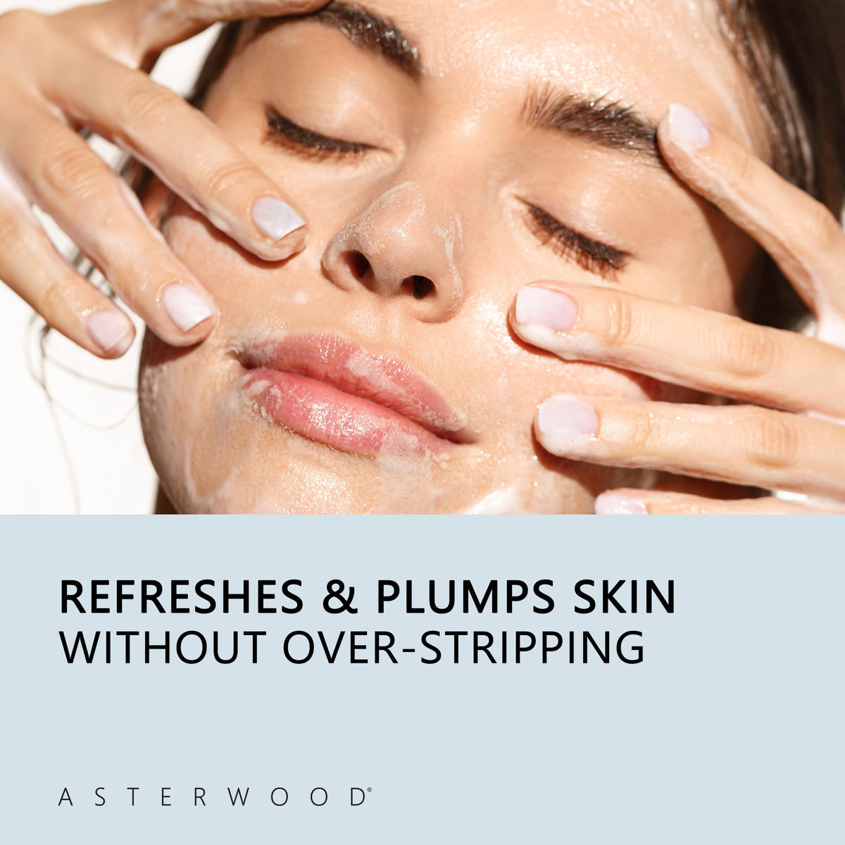 Asterwood fragrance-free label signals gentle care suitable for sensitive skin.