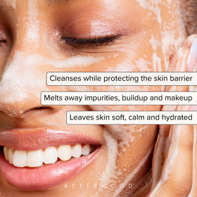 Asterwood Gel Cleanser gel texture on hand demonstrating hydrating cleansing
