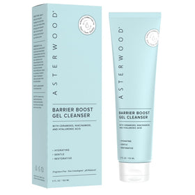 Asterwood Gel Cleanser packaging and bottle with fragrance-free hydration