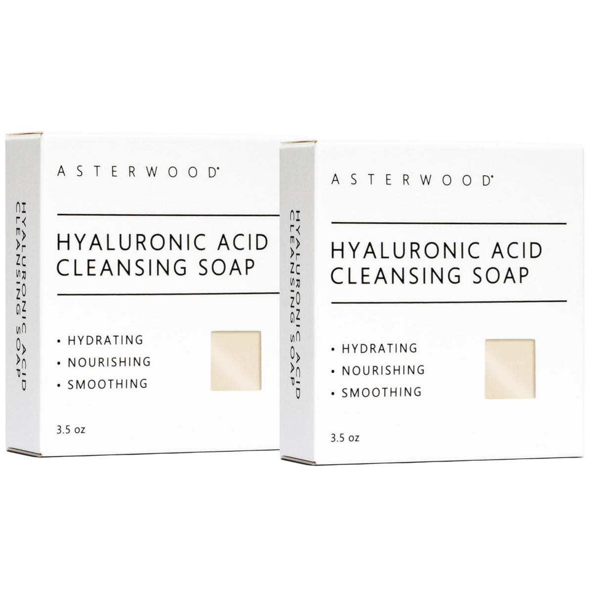 Asterwood Hyaluronic Acid cleansing face soap bar, hydrating texture for daily cleansing.